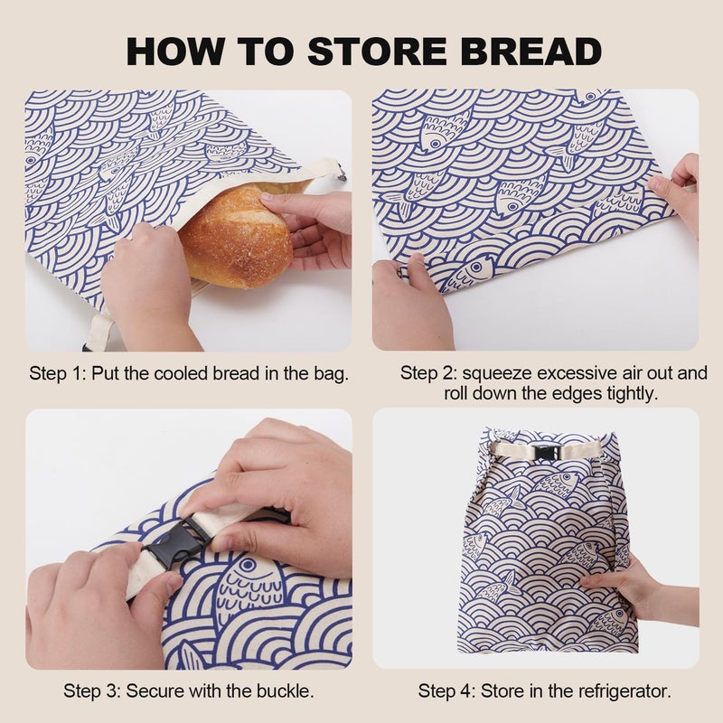 Augine Beeswax Bread Bags for Sourdough, Reusable Bread Bags for Homemade Bread, 2 Pack Natural Cotton Beeswax Storage, Natural Cotton Beeswax Bags, Large Capacity - Image 5
